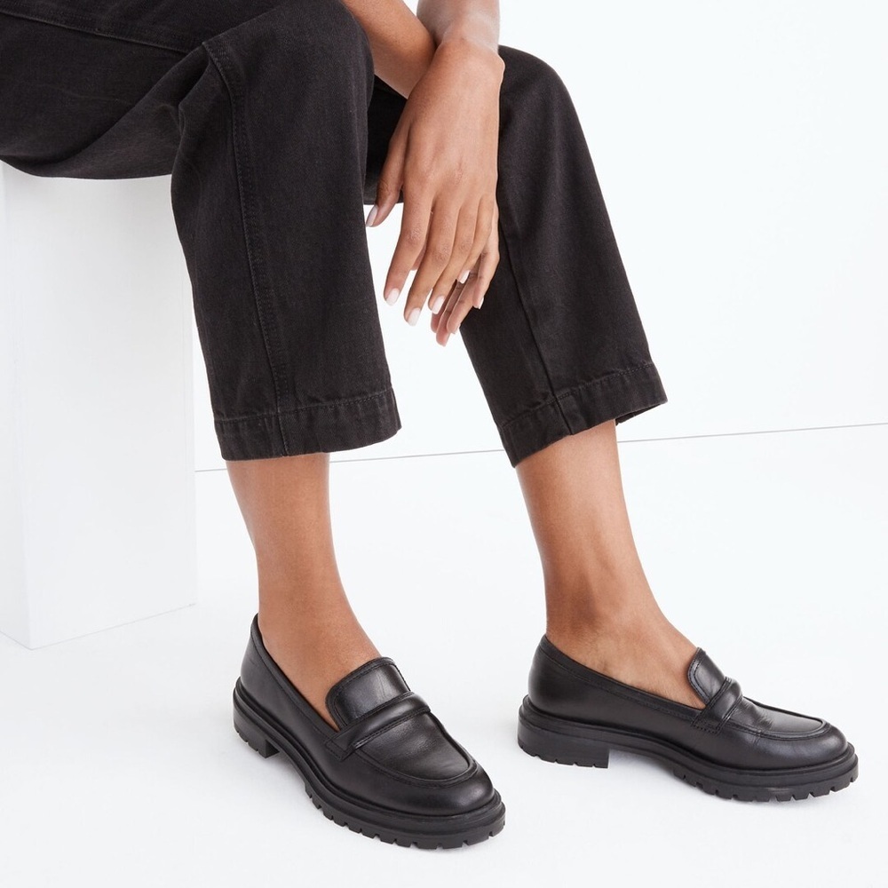 MADEWELL The Bradley Lugsole Chinky Slip On Loafer in Black Leather